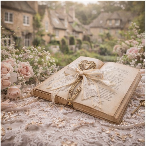 Vintage journal by countryside cottage