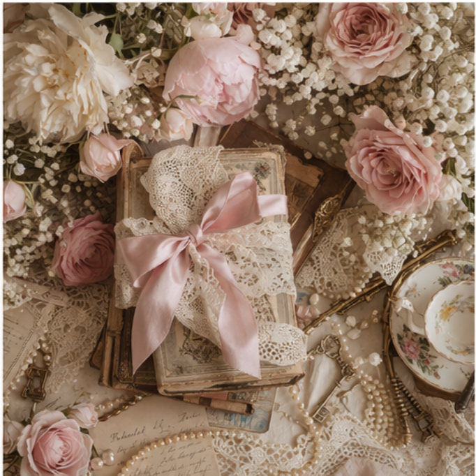 Lace-wrapped vintage book